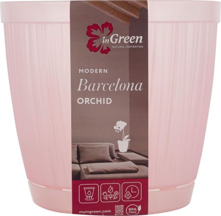Горшок пластиковый BARCELONA ORCHID v1,8л, D155мм, розовый перламутровый