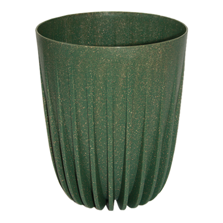Кашпо пластиковое MIRA ECO wood высокое с вкладышем, зеленый, 25*42см, Lamela