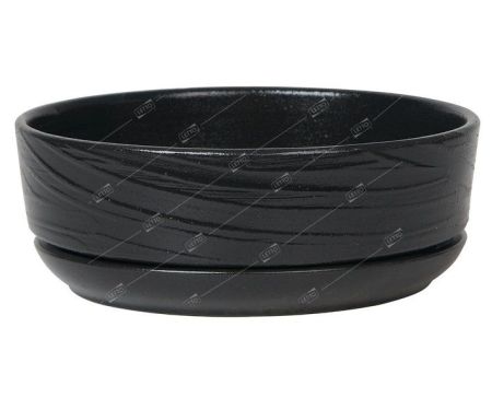Горшок керамический Эниф чёрный, бонсай, с поддоном d22 h8см 2л