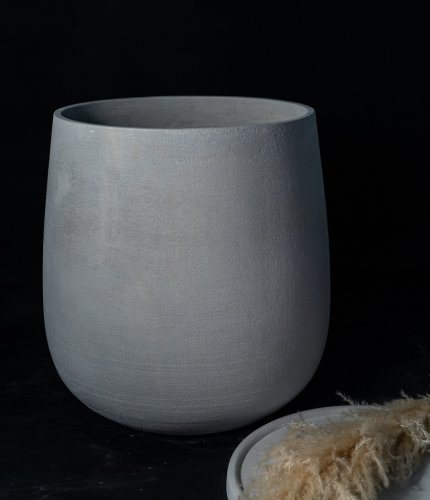 Горшок керамобетон Сити 03-S, с поддоном, светло серый, 40*30см, 30л
