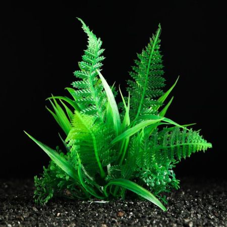растение искусственное аквариумное зелёное 10см №2 1 шт, пижон аква