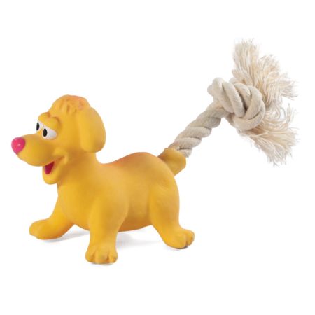 игрушка mini dogs для собак мелких пород из латекса "собачка с веревкой" 85/180мм, triol