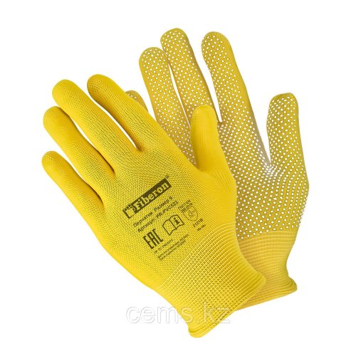 Перчатки полиэстер ПВХ-точка "Микроточка", желтый цв, 9(L) Fiberon (12) PR-PVC523 (33673)