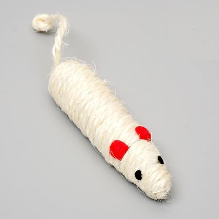 игрушка сизалевая "длинная мышь" 14,5см белая, пижон