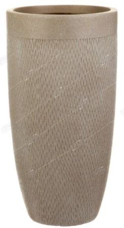 Кашпо файберстоун Лотус высокое круглое, серо-коричневый D24 H46см IDEALIST LITE