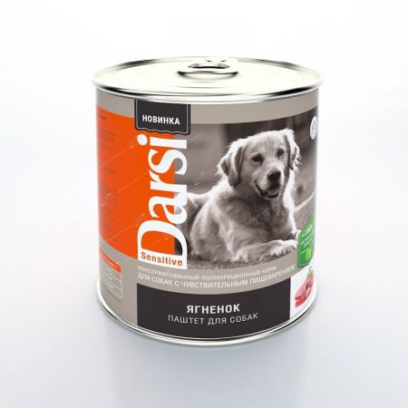 дарси корм для собак с чувствительным пищеварением  ягненок, паштет 850г