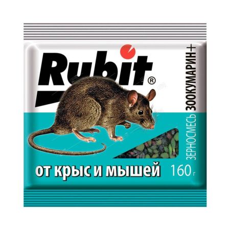 Средство от крыс и мышей зерновая смесь ЗООКУМАРИН+ 160г (30) Рубит