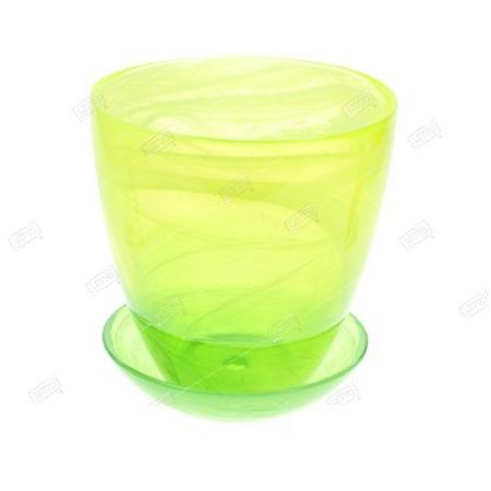 Горшок стекло с поддоном ОРГАНЗА №3 алеб.крш. желто-зеленый d14,5см h15,5см 012530 93-026 (6)