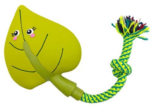 игрушка для собак из латекса лист гинкго с канатом, 14*32см