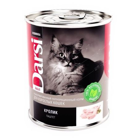 дарси корм для взрослых кошек кролик паштет, 340 г