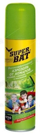 Супер Бат Аэрозоль от комаров, клещей и слепнев 150мл (24) 01-015
