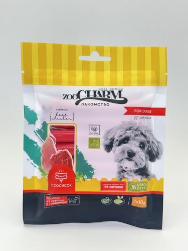 лакомство для собак secret for pets zoocharm сосиски из курицы с говядиной 70г