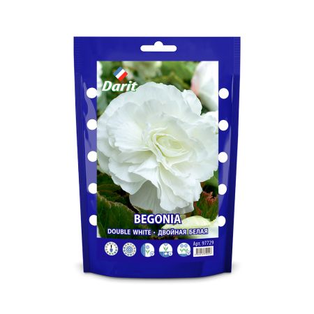 Бегония Махровая белая Begonia Double White 6/+, Darit Дой-пак, 2шт