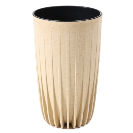 Кашпо пластиковое MIRA ECO wood, высокое, с вкладышем, песочное, 30*51,5см, LAMELA