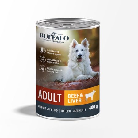 mr.buffalo корм для собак говядина и печень 400г консервы