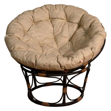 Кресло садовое Папасан, искусственный ротанг коричневый, подушка бежевая, 105*92*90см