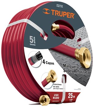 Шланг садовый четырехслойный 25м 1/2" с коннектором TRUPER 