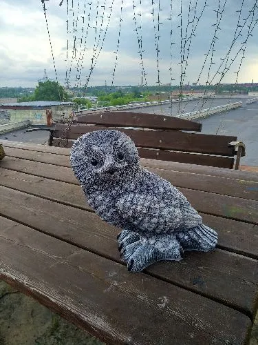 Садовая фигурка Полярная сова, серебристая, 30*15*30см, Ф231
